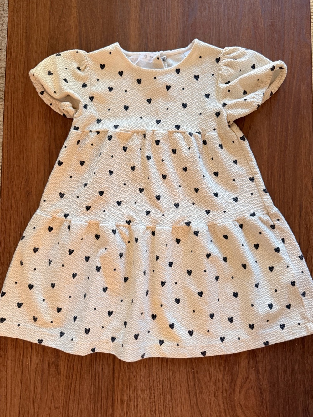 Zara 4-5 Years Girls Dress w/ Black Hearts Valentines Everyday Casual